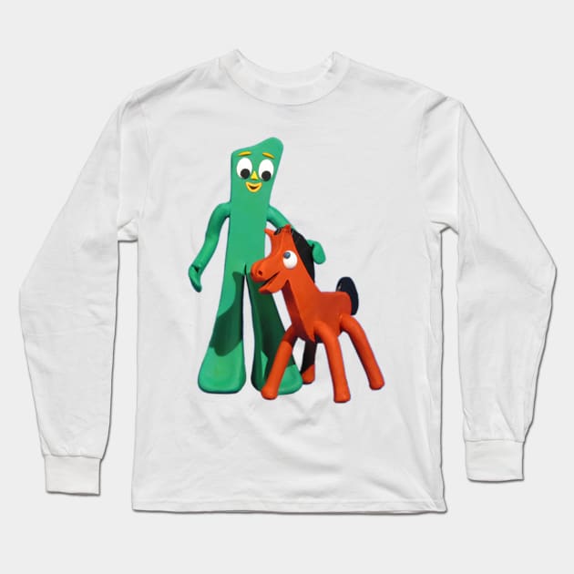 Clay horse cartoon Long Sleeve T-Shirt by tziggles